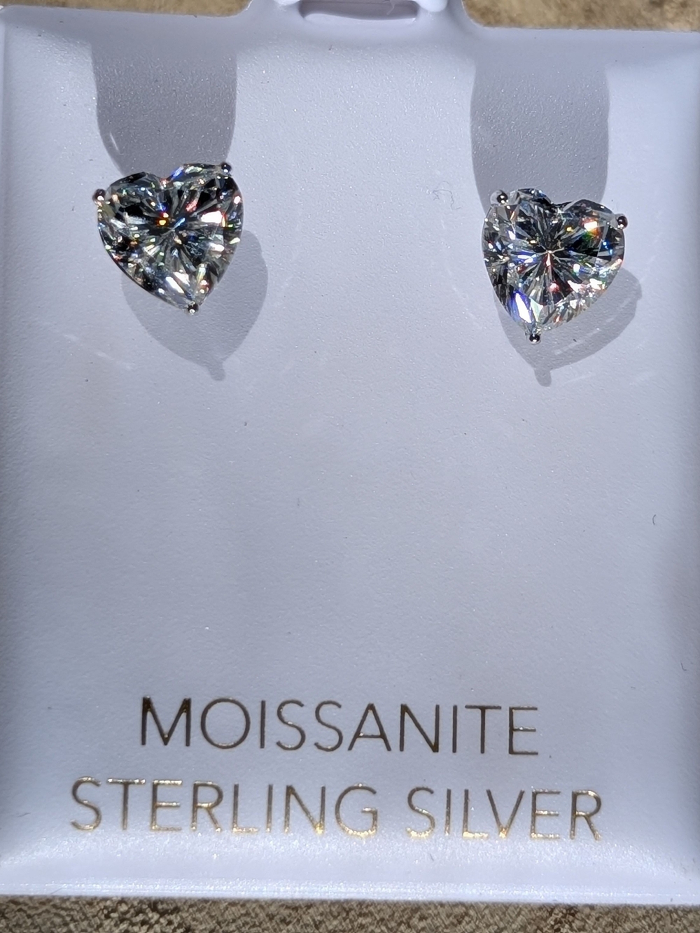 2.40ctw Heart Cut Moissanite Stud Earrings Sterling Silver GRA Certified D VVS